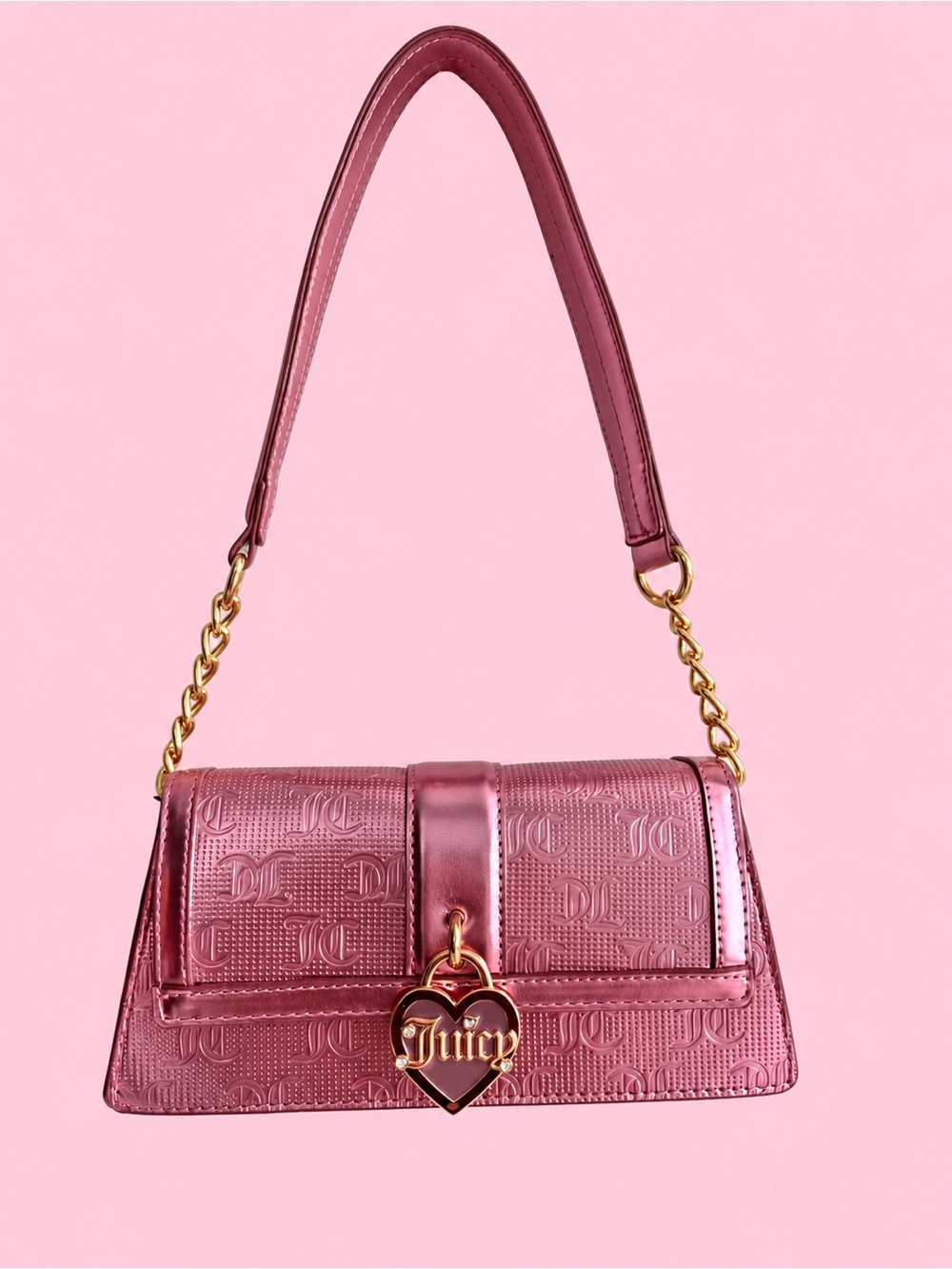 Viral‼️Juicy Couture Metallic Pink Heart Shoulder Bag